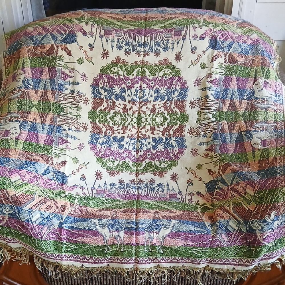 Colorful Tapestry with Fringe
